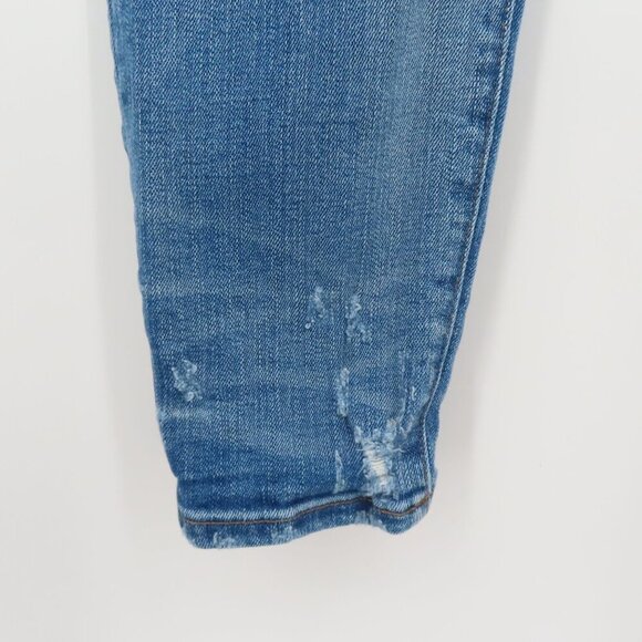 Madewell Women 32 9in High Rise Skinny Jeans Whiskered Distressed Denim Pockets - Picture 4 of 15